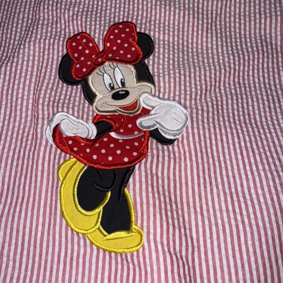 Disney Minnie Mouse Hooded Cape Bath Towel/Cover Up Red Seersucker Large - Picture 2 of 7